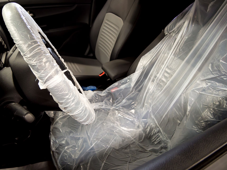 Protective covering of wheel and driver's seat